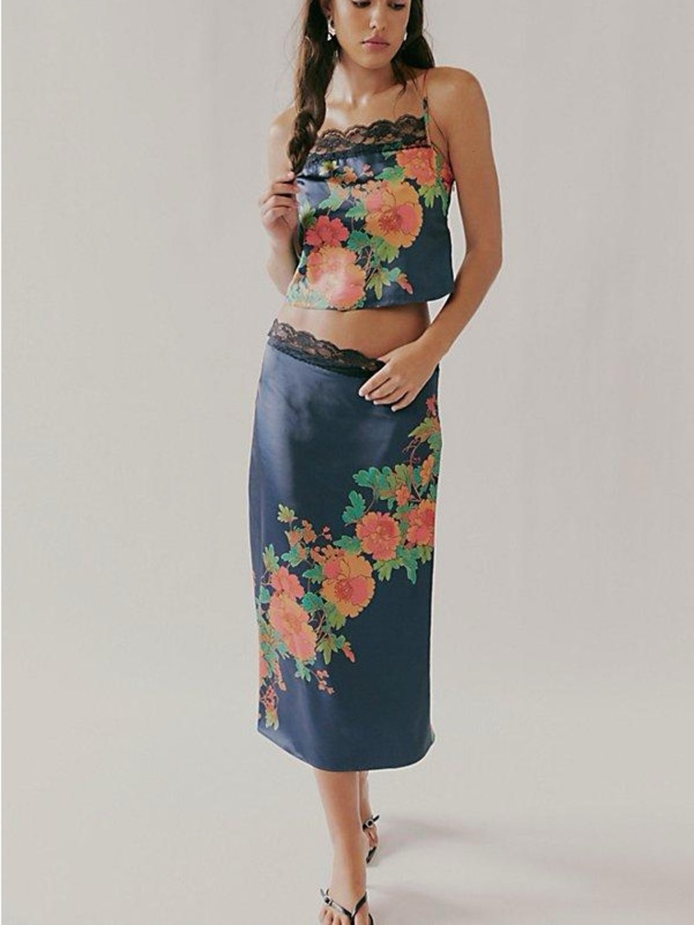 Free People Salvatore Floral Skirt Set - Blue Reflecting Pond Combo - XS - NWT